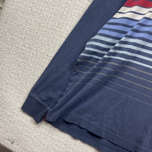 Nautica Blue Sail XL Mens Striped Long Sleeve Rugby Polo Shirt Color Block - Picture 3 of 12